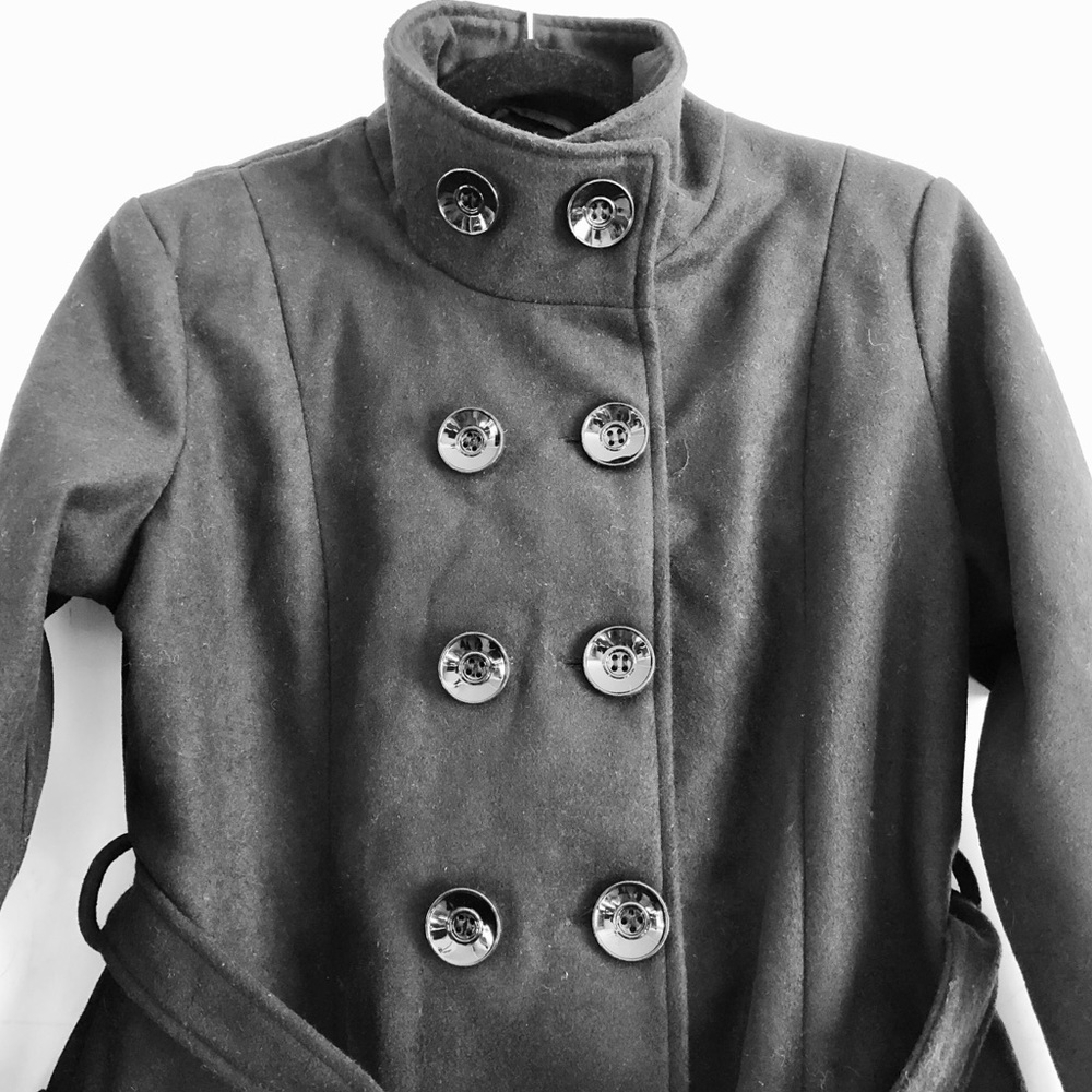Outer Edge Peacoat Jacket L NWT Thick Knit Black Waist Tie Warm Winter Cozy Fall - Picture 3 of 8